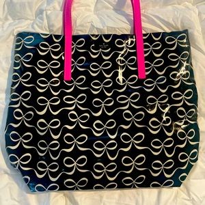 Kate Spade Bags | Kate Spade Black and White Bow Coated Tote